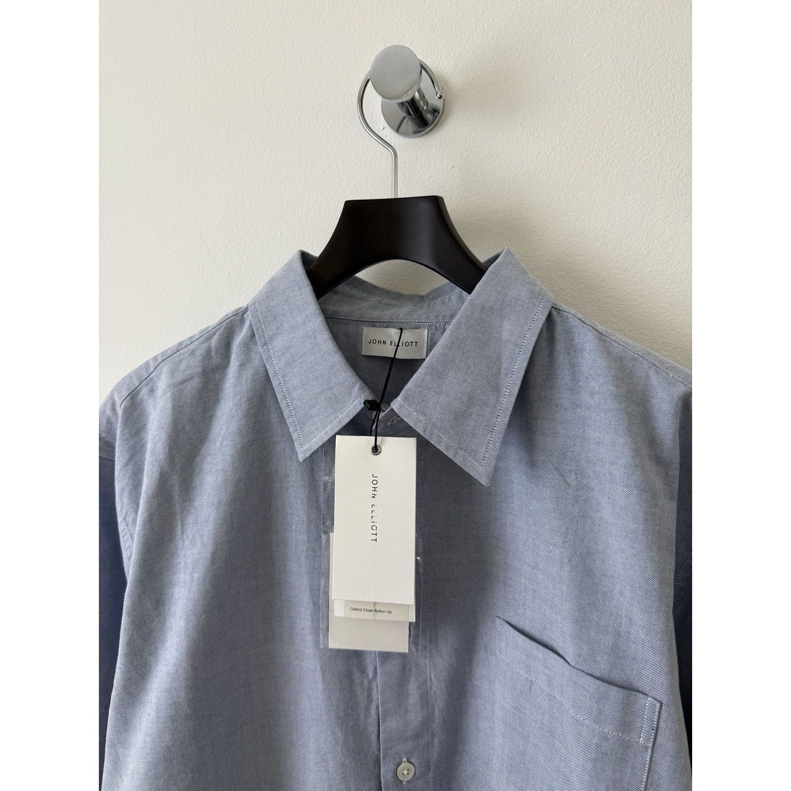 John Elliott NEW Blue Oxford Cloak Button Up Size US M / EU 48-50 / 2 - 7 Thumbnail