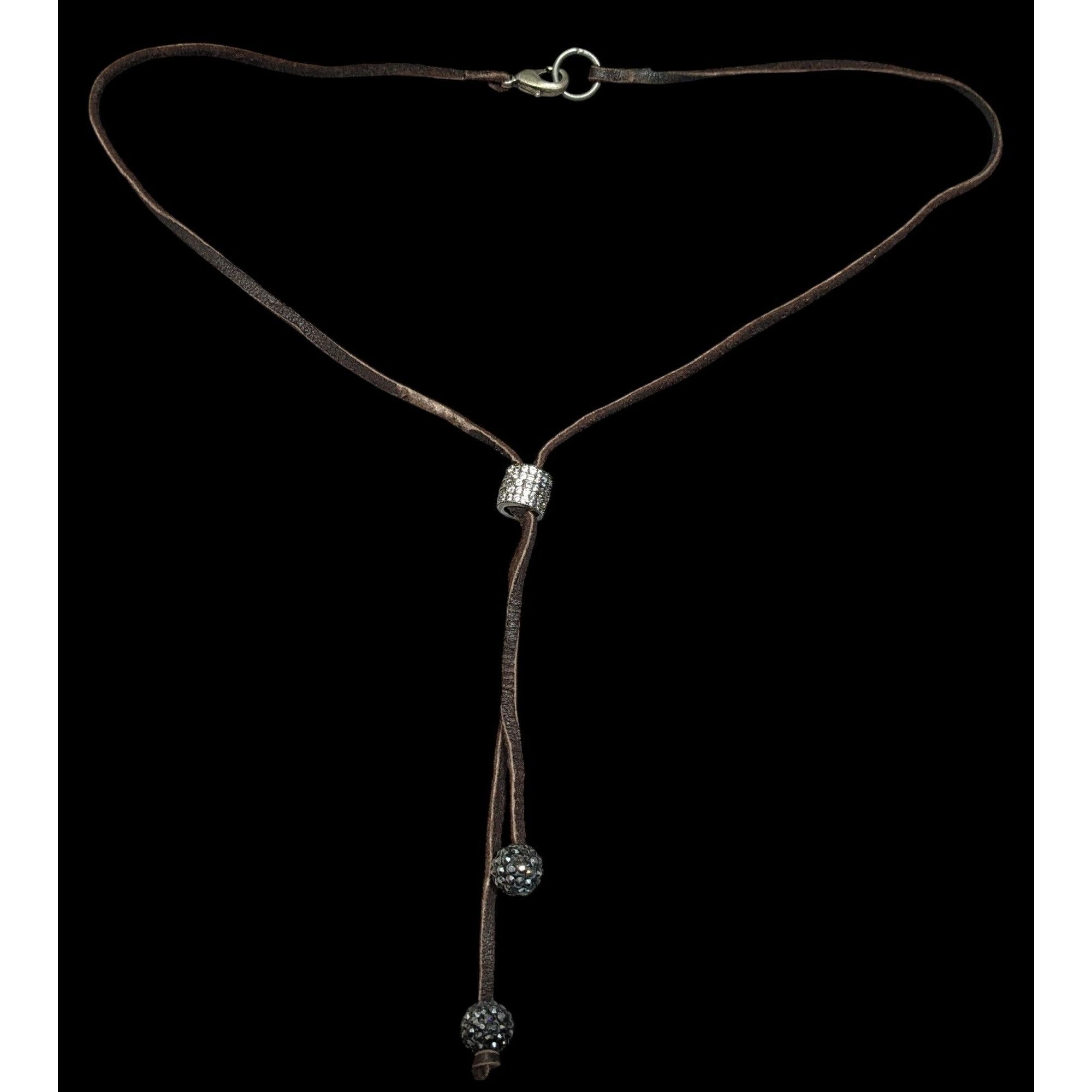 Other Bohemian Glam Brown Suede Lariat Necklace With Rhinestone Ac Size ONE SIZE - 1 Thumbnail