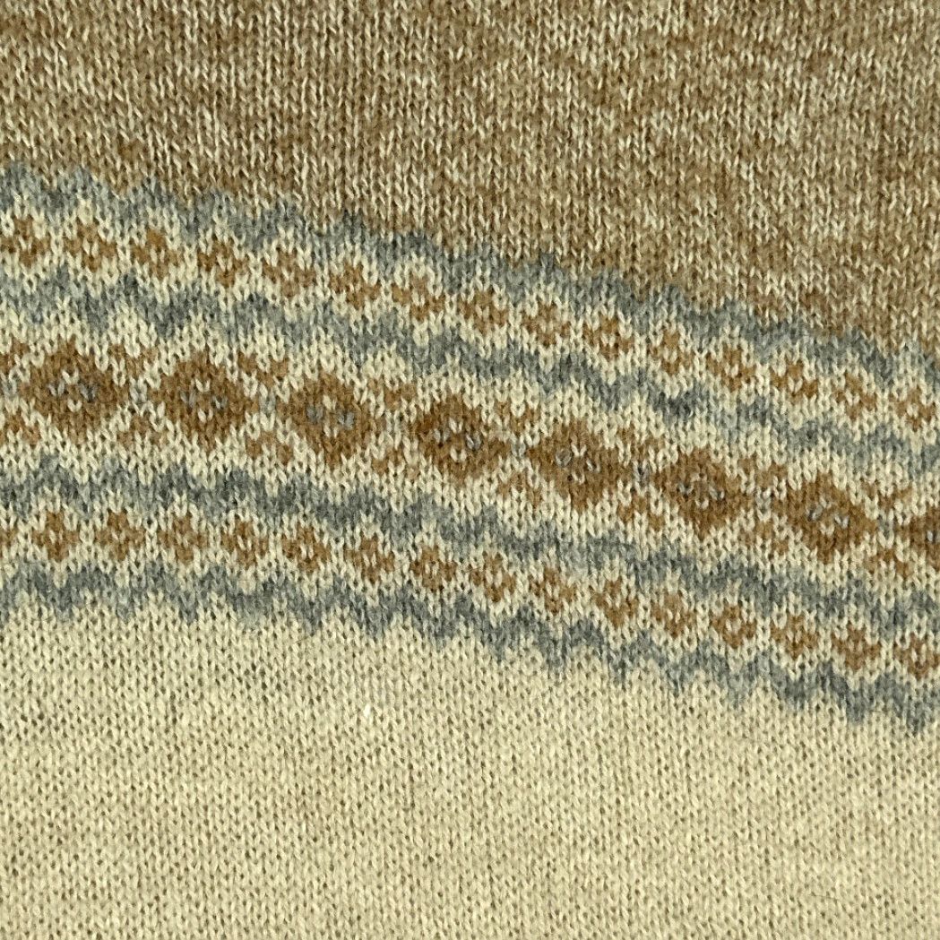 Jantzen VINTAGE Jantzen Sweater Adult MEDIUM Brown Cream Fair Isle Mock Neck Collar 70s Chest 21 Length 29 Mens Size US M / EU 48-50 / 2 - 7 Thumbnail