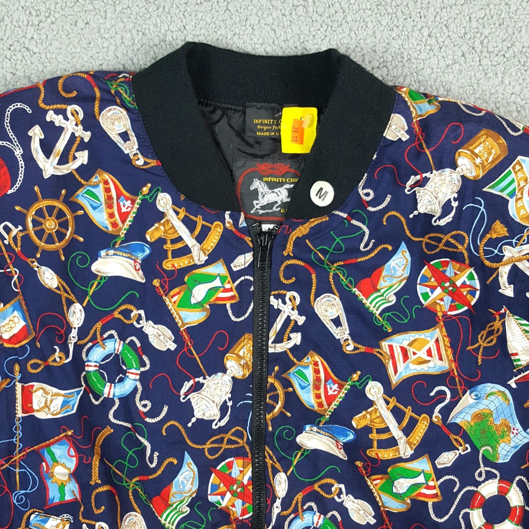 Nautica VINTAGE Infinity Chic Windbreaker Jacket Women's Medium Blue Nautical All Over Print 80s 90s Boat Sailing Outdoor Size M / US 6-8 / IT 42-44 - 2 Thumbnail