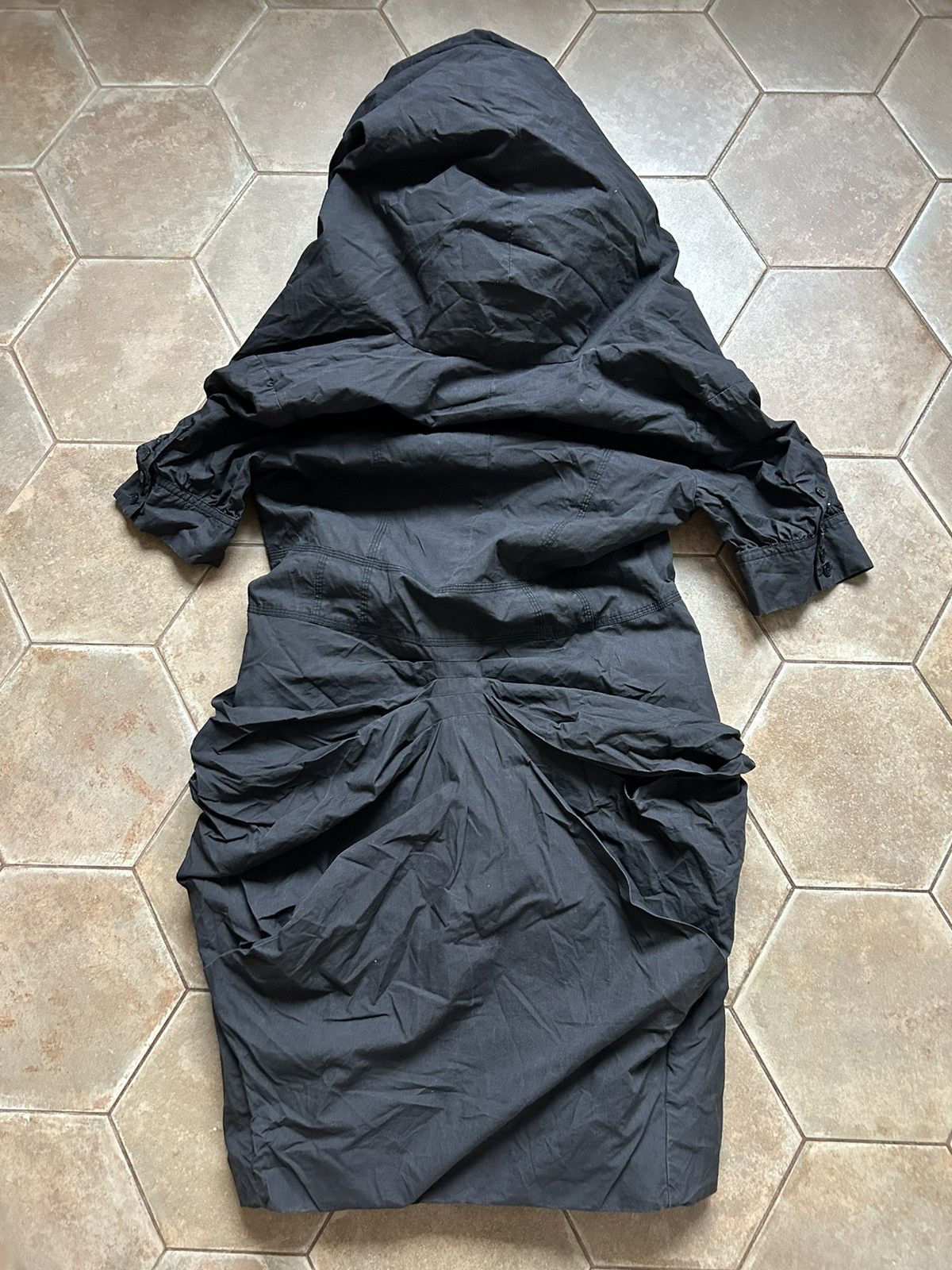 Vintage YOHJI YAMAMOTO Shirt Top Dress Button Long hood Size L / US 10 / IT 46 - 9 Thumbnail