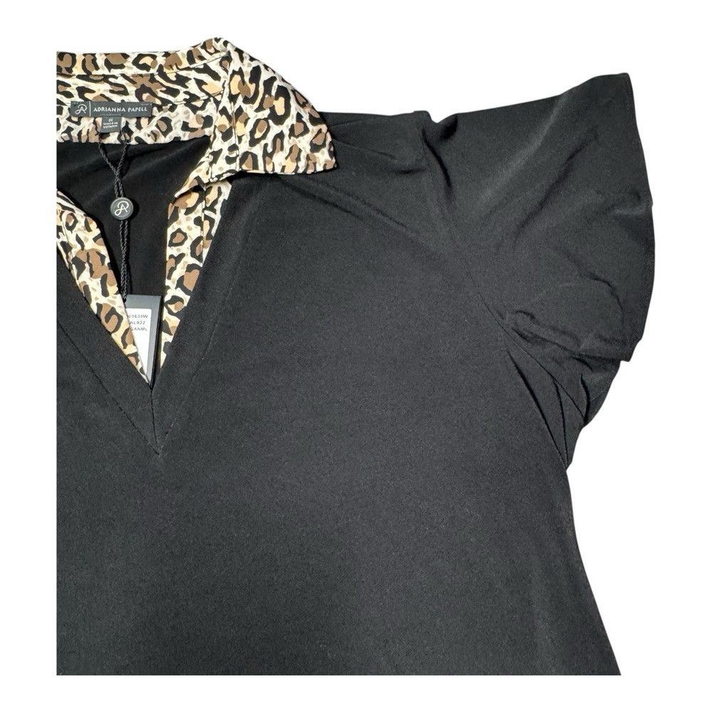 Adrianna Papell NWT New $89 Adrianna Papell V-Neck Flutter Sleeve Black ani Size XL / US 12-14 / IT 48-50 - 4 Thumbnail