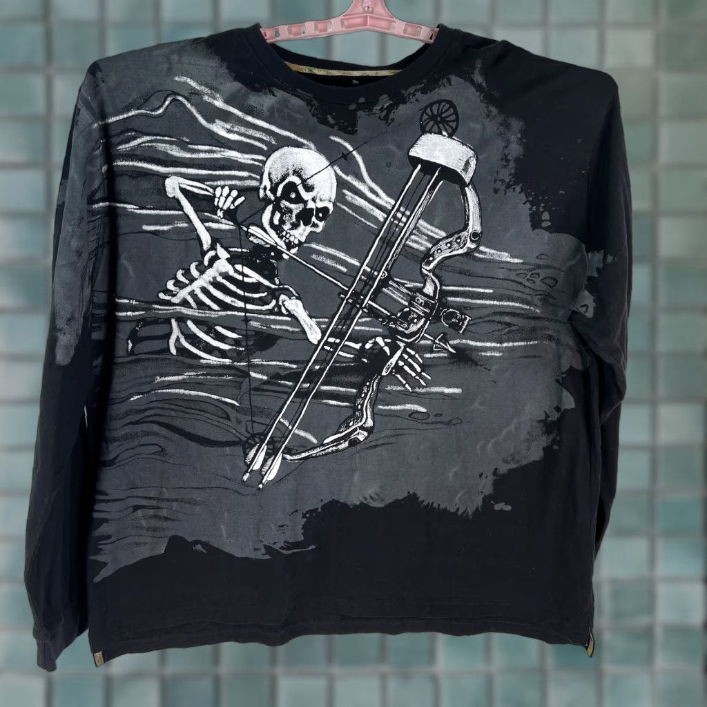 Vintage Legendary T-Shirt Men Crew Neck Skull Bow Arrow Print Black 3XL Regular Fit Long Sleeve Size 3XL Casual Modern Vintage: No Size US XXL / EU 58 / 5 - 1 Thumbnail