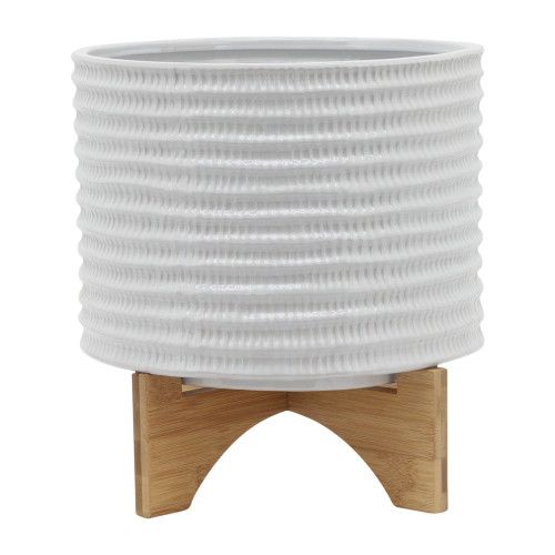 Designer × Homemade 10" TEXTURED PLANTER W/ STAND, WHITE Size US L / EU 52-54 / 3 - 2 Thumbnail