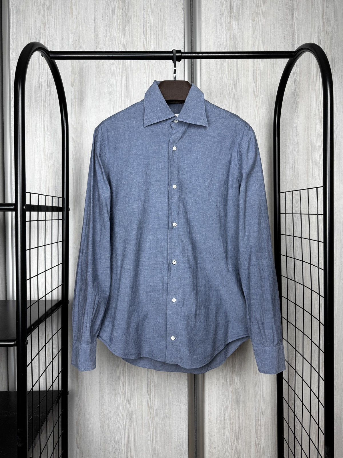 Other Sannino Napoli blue cotton solid classic ls shirt size 16 41 Size US L / EU 52-54 / 3 - 1 Thumbnail