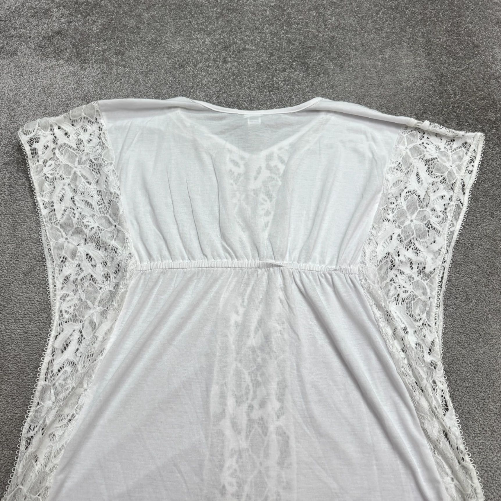 Vintage Dotti White Sheer Lace Panel Swimwear Cover Up Tunic Mini Dress Womens Small Top Size S / US 4 / IT 40 - 4 Thumbnail