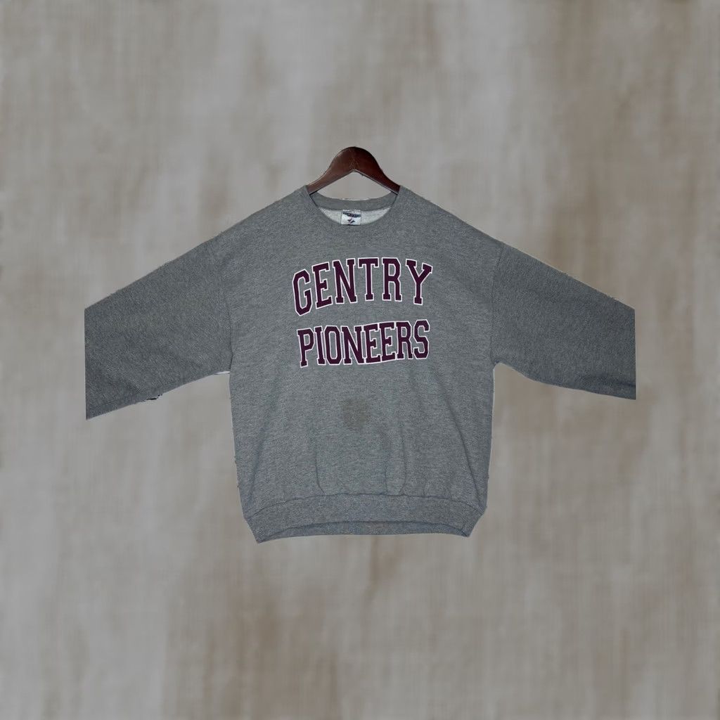 Jerzees VINTAGE Gentry Pioneers Mens Sweatshirt Crewneck Gray XL Pullover Graphic Print Preshrunk Size US XL / EU 56 / 4 - 1 Thumbnail