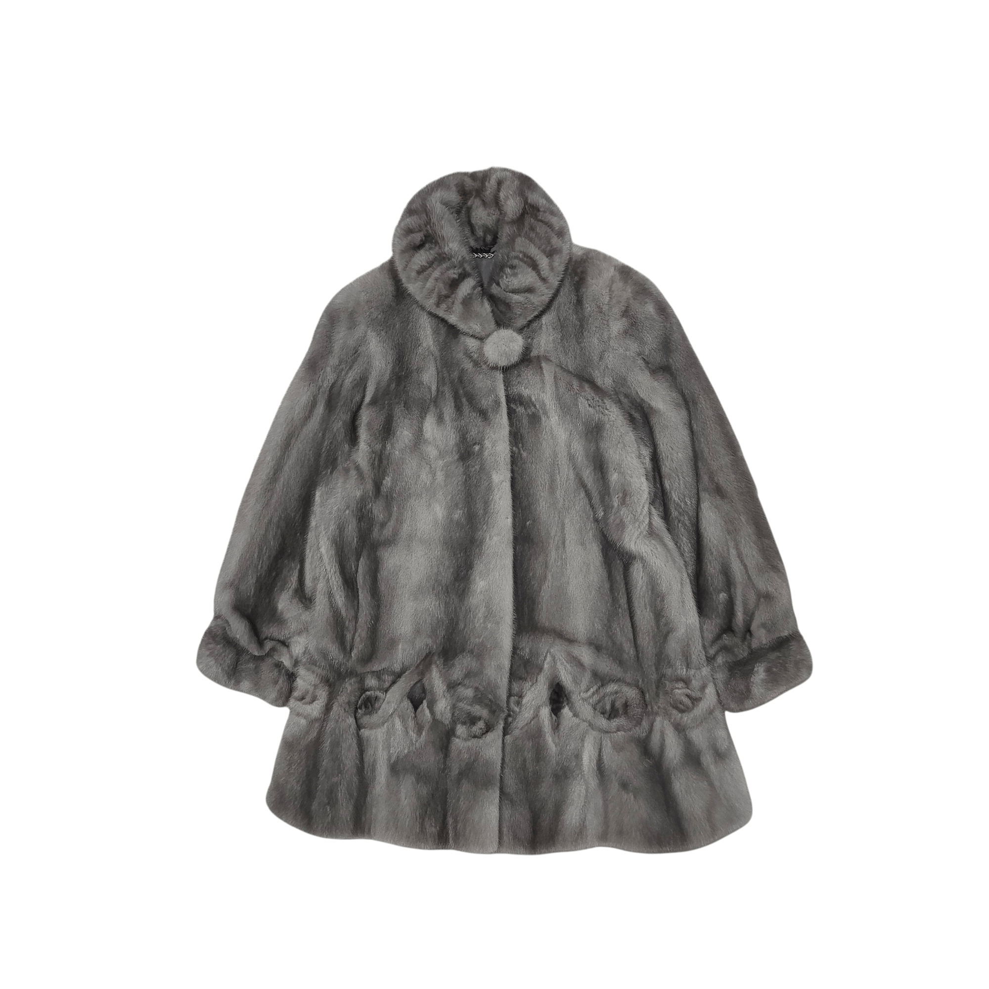 Sagafurs Saga Furs Silver Mink Fur Coat Jacket Size L / US 10 / IT 46 - 1 Thumbnail