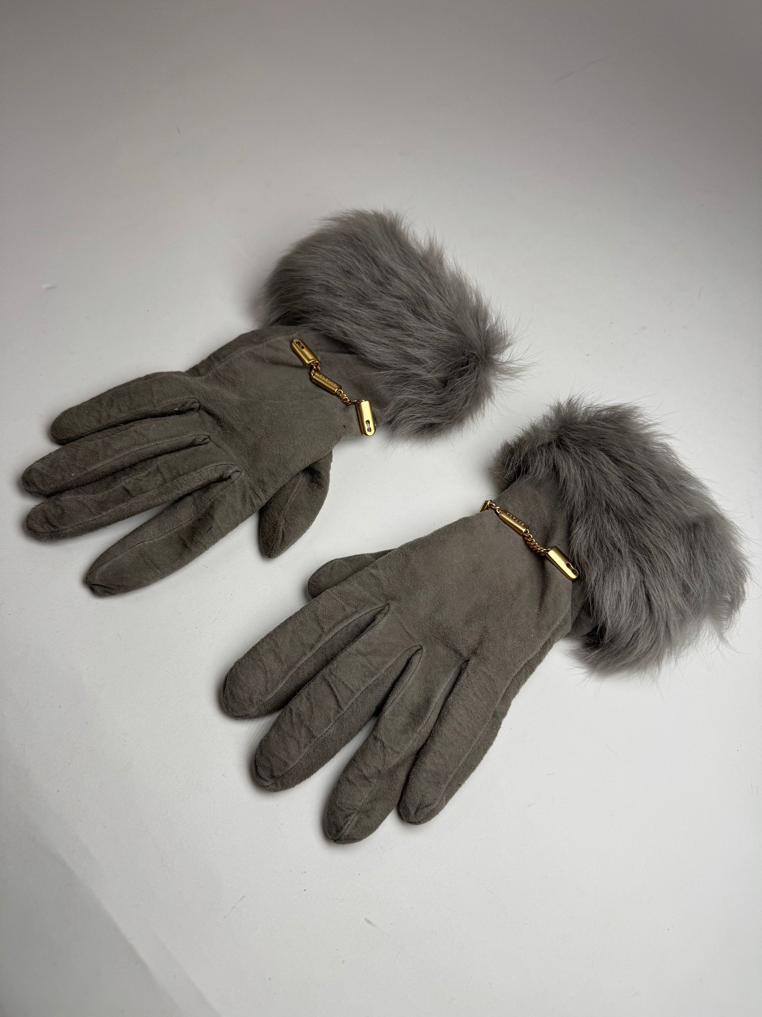 Escada Vintage Suede Cashmere Gloves 7 grey Size ONE SIZE - 1 Thumbnail