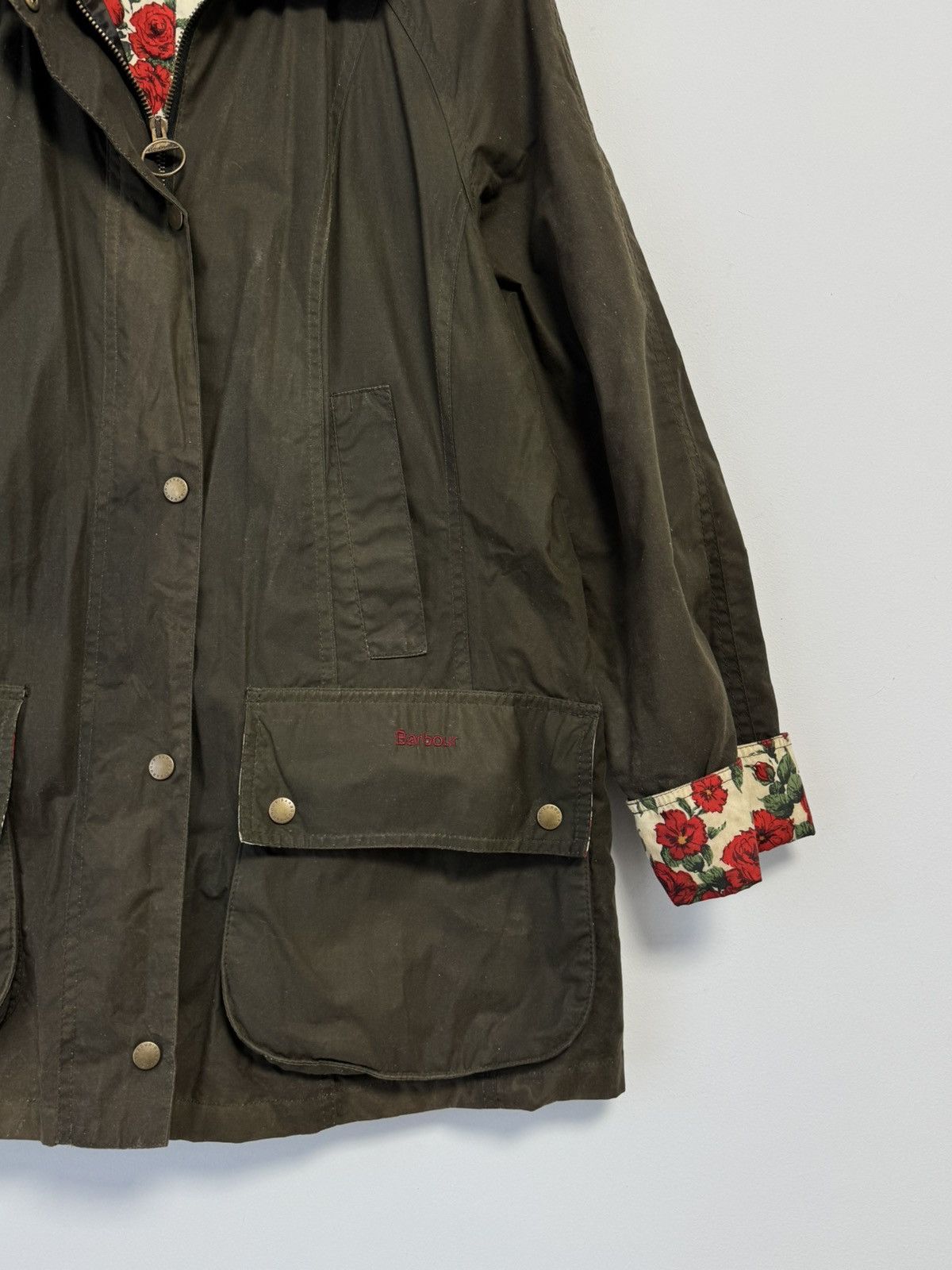 Barbour Barbour Abrosa Beadnell Liberty Rose olive wax jacket USA-10 Size XL / US 12-14 / IT 48-50 - 2 Thumbnail