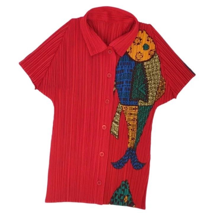 Issey Miyake issey miyake size:3 Red pleated short sleeves Size XXS / US 00 / IT 34 - 1 Thumbnail