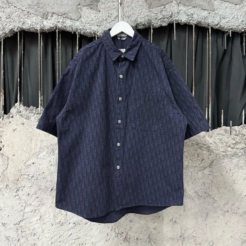 Dior Dior Summer Navy Short Sleeve Shirt 0089 Size US M / EU 48-50 / 2 - 1 Thumbnail