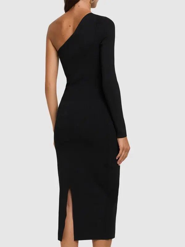 Victoria Beckham o1mle0525 Body One Shoulder Midi Dress in Black Size M / US 6-8 / IT 42-44 - 4 Thumbnail