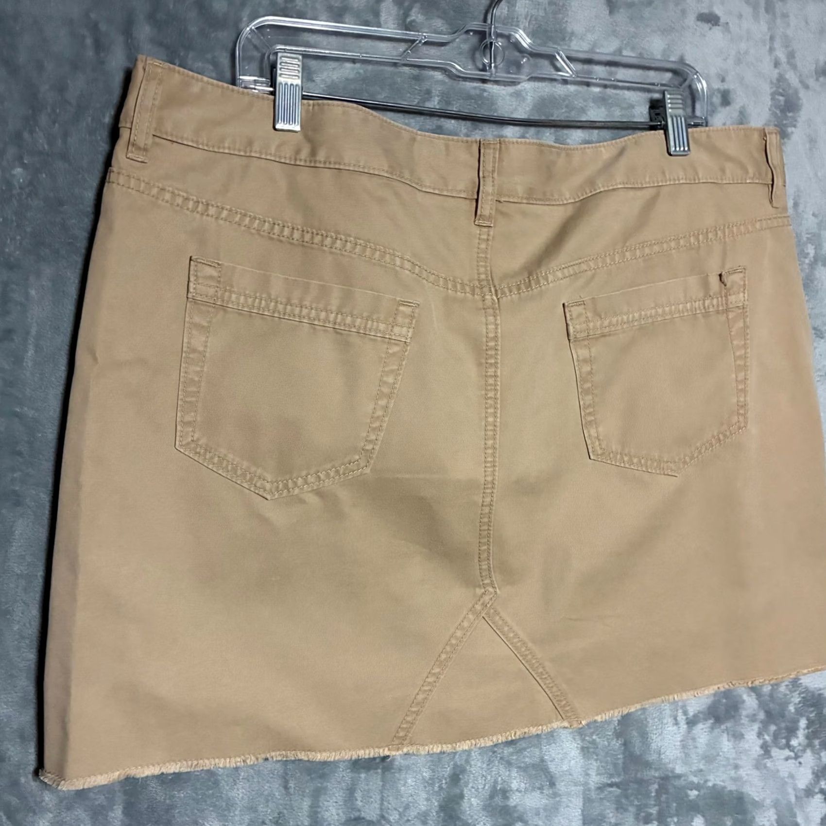 Gap Gap Womens Khaki Tan Cotton Denim Mini Skirt Raw Hem Size 16 Size 38" / US 16 / IT 52 - 4 Thumbnail