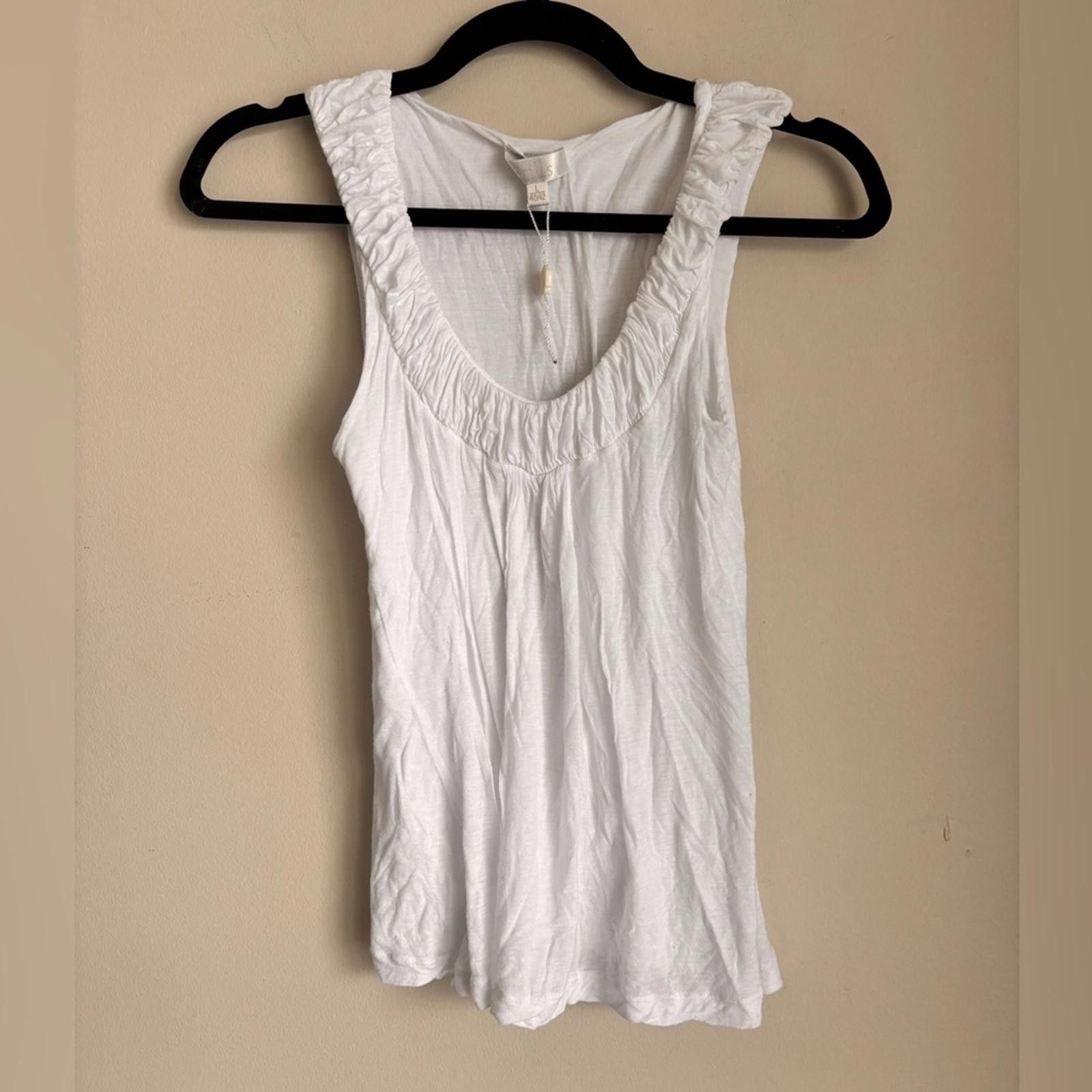 STILLZ White Ruffled Fitted Tank Top Size L / US 10 / IT 46 - 1 Thumbnail