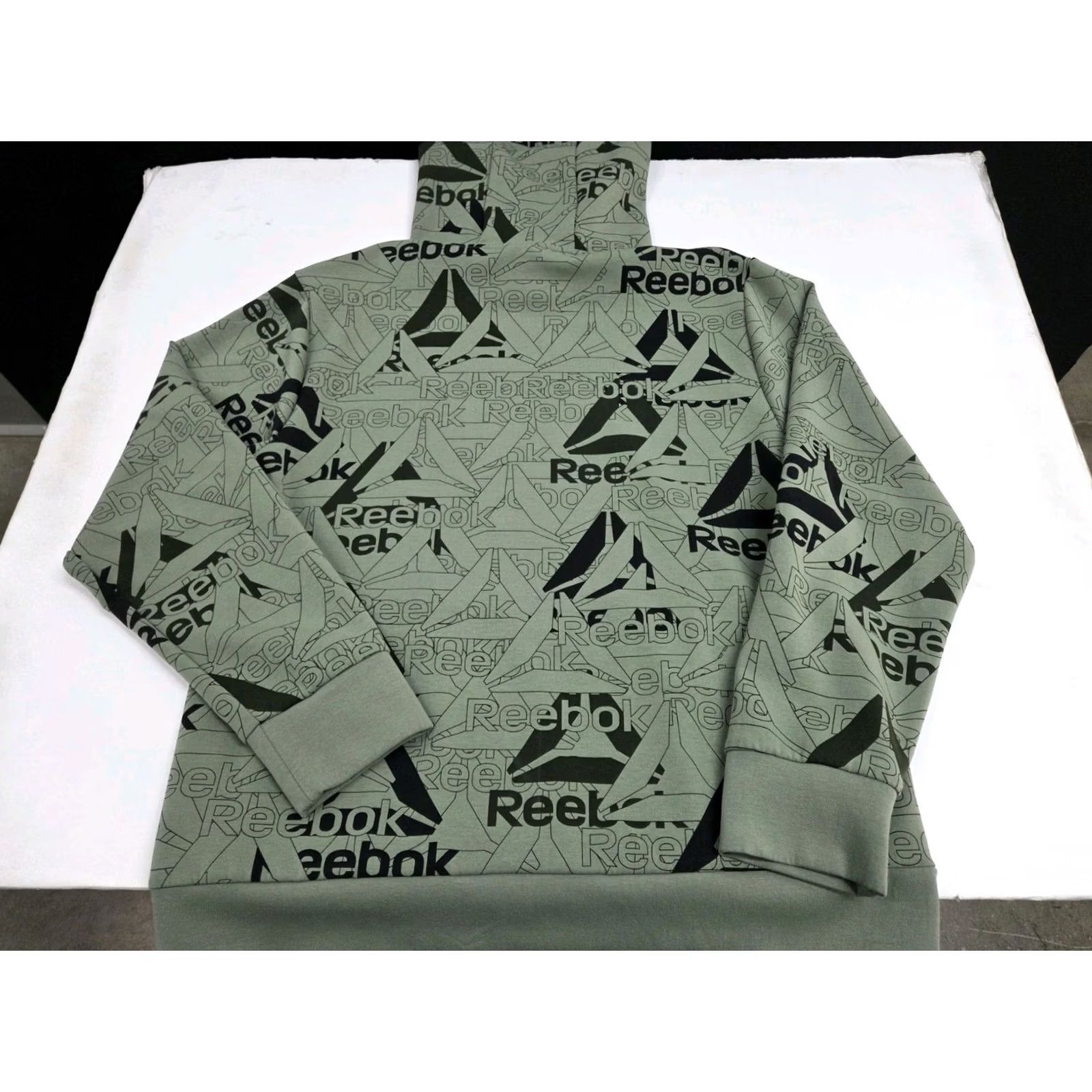 Reebok Reebok Mens Hoodie Long Sleeve Green/Black Pullover Kangaroo Pocket Logo Graphic Print Size L Size US L / EU 52-54 / 3 - 5 Thumbnail