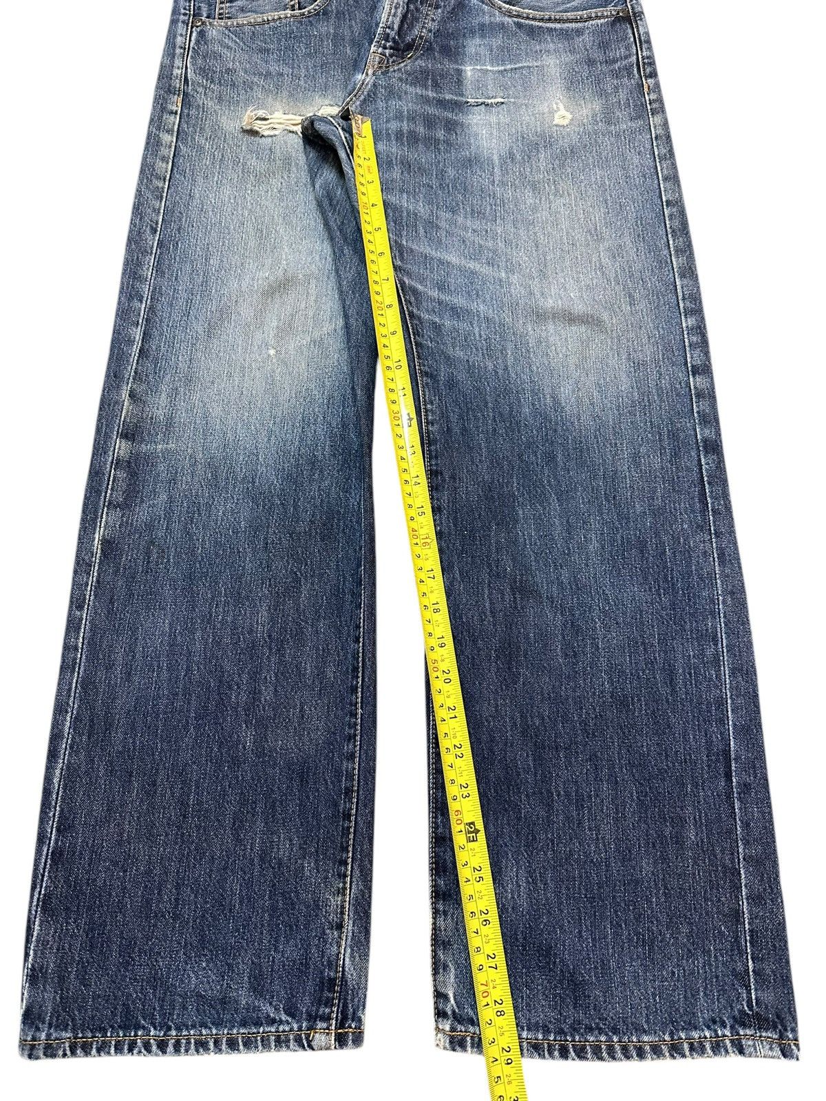 GU Vintage Japanese Brand GU Faded Wash Distressed Baggy Jeans Size US 34 / EU 50 - 13 Thumbnail