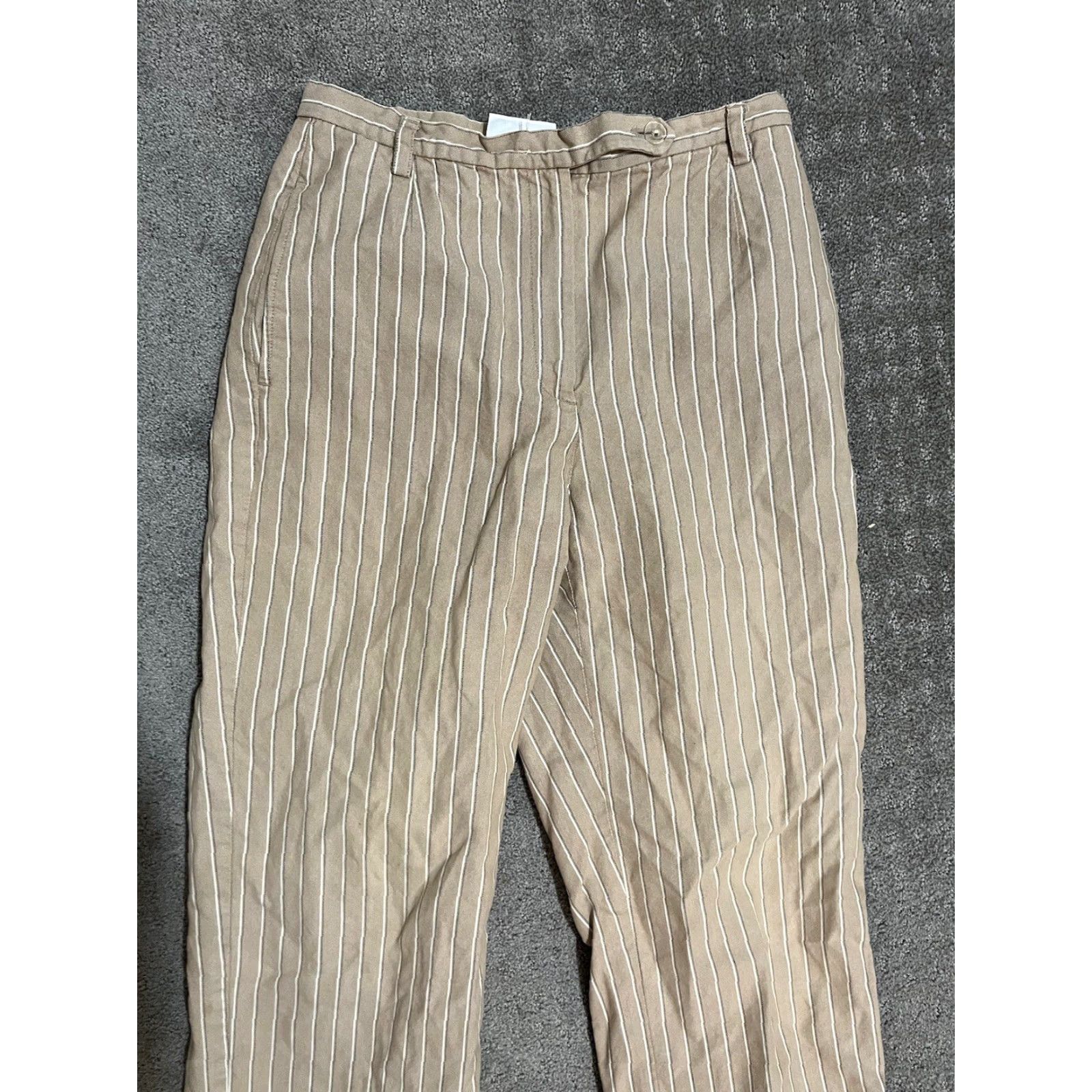 Liz Claiborne Liz Claiborne Womens Pants Tan Striped Size 8 Pockets Trousers Size 30" / US 8 / IT 44 - 2 Thumbnail