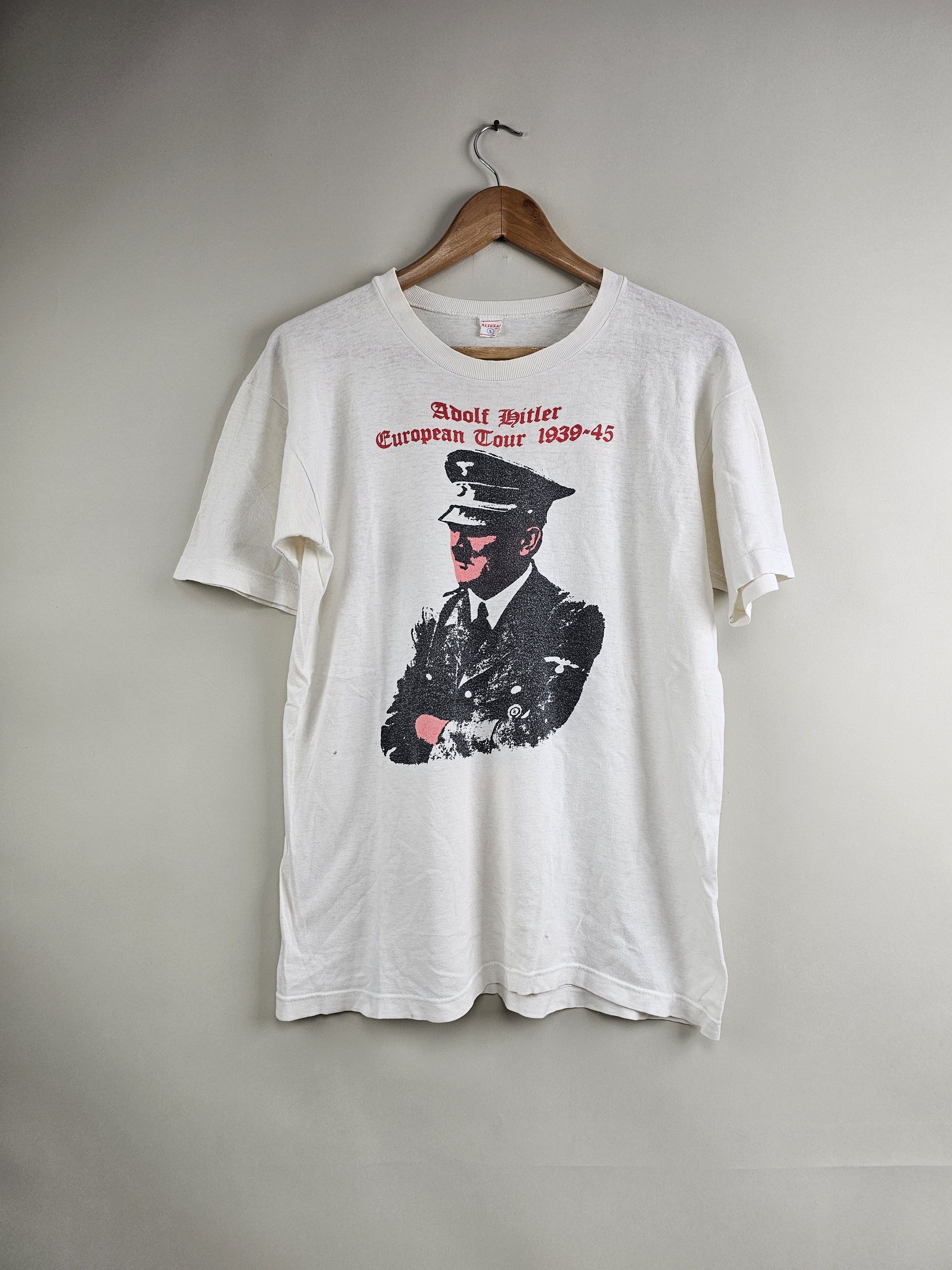 image of Band Tees x Movie 90's Adolf Hitler Europe Tour 1939 1945 in White, Men's (Size Small)