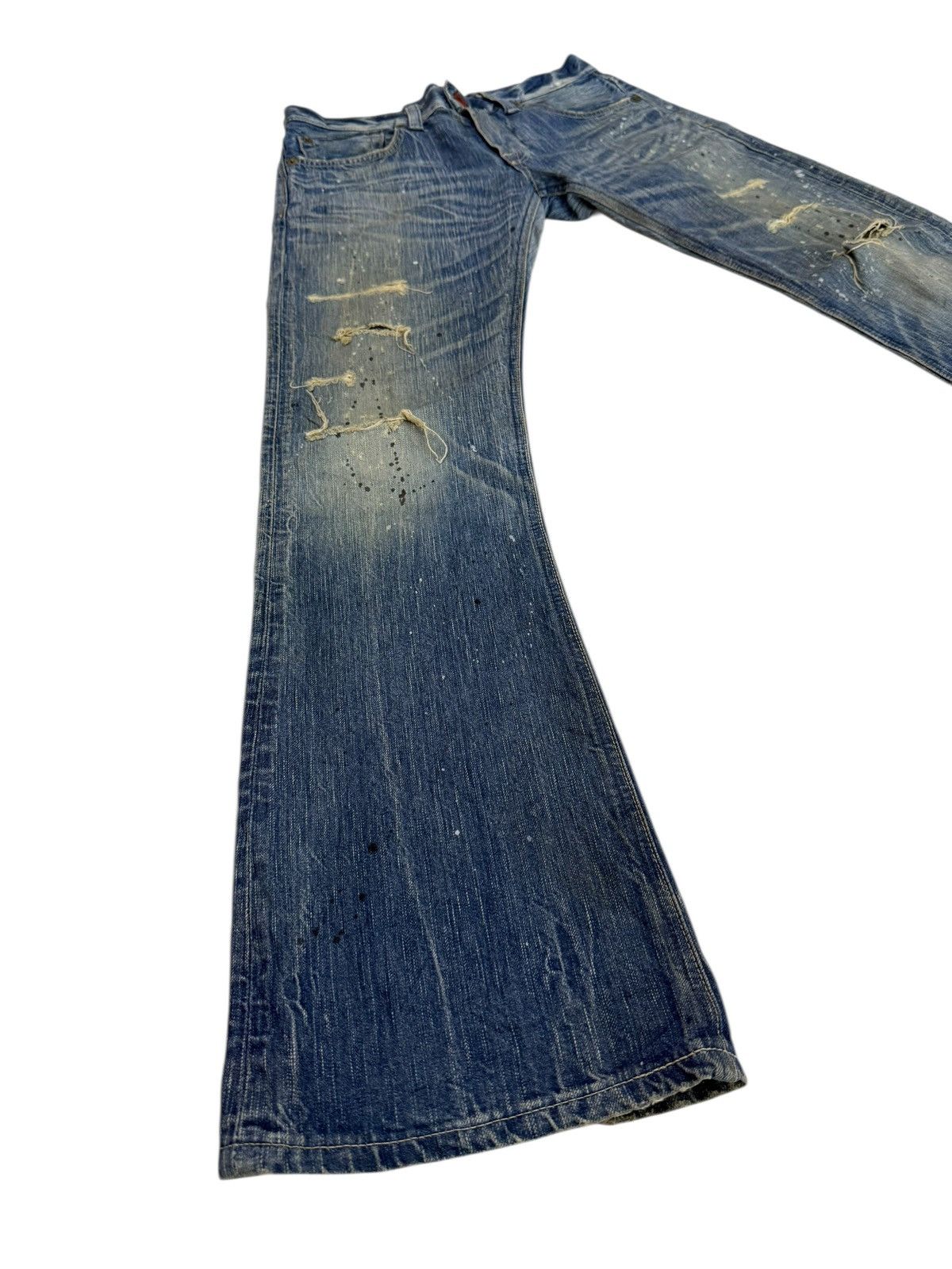 If Six Was Nine Flared Jeans Edwin 503 Blue Trip Clawmark Distressed Sick Size US 31 - 6 Thumbnail
