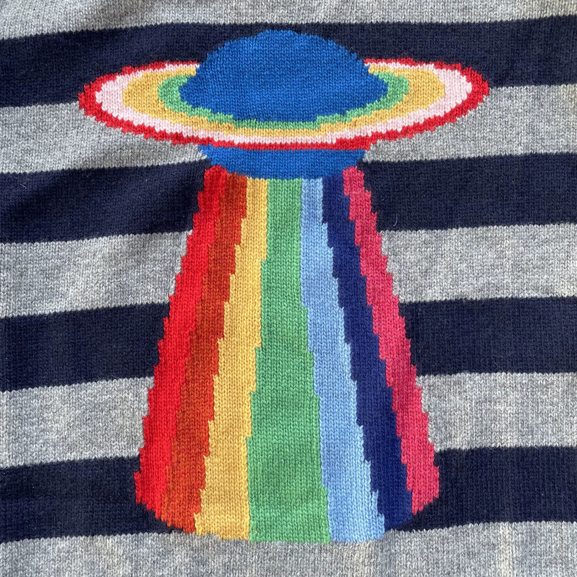 Gucci Gucci 99 New Rainbow Disc Gray Blue Stripe Unisex Sweater L Size L / US 10 / IT 46 - 3 Thumbnail