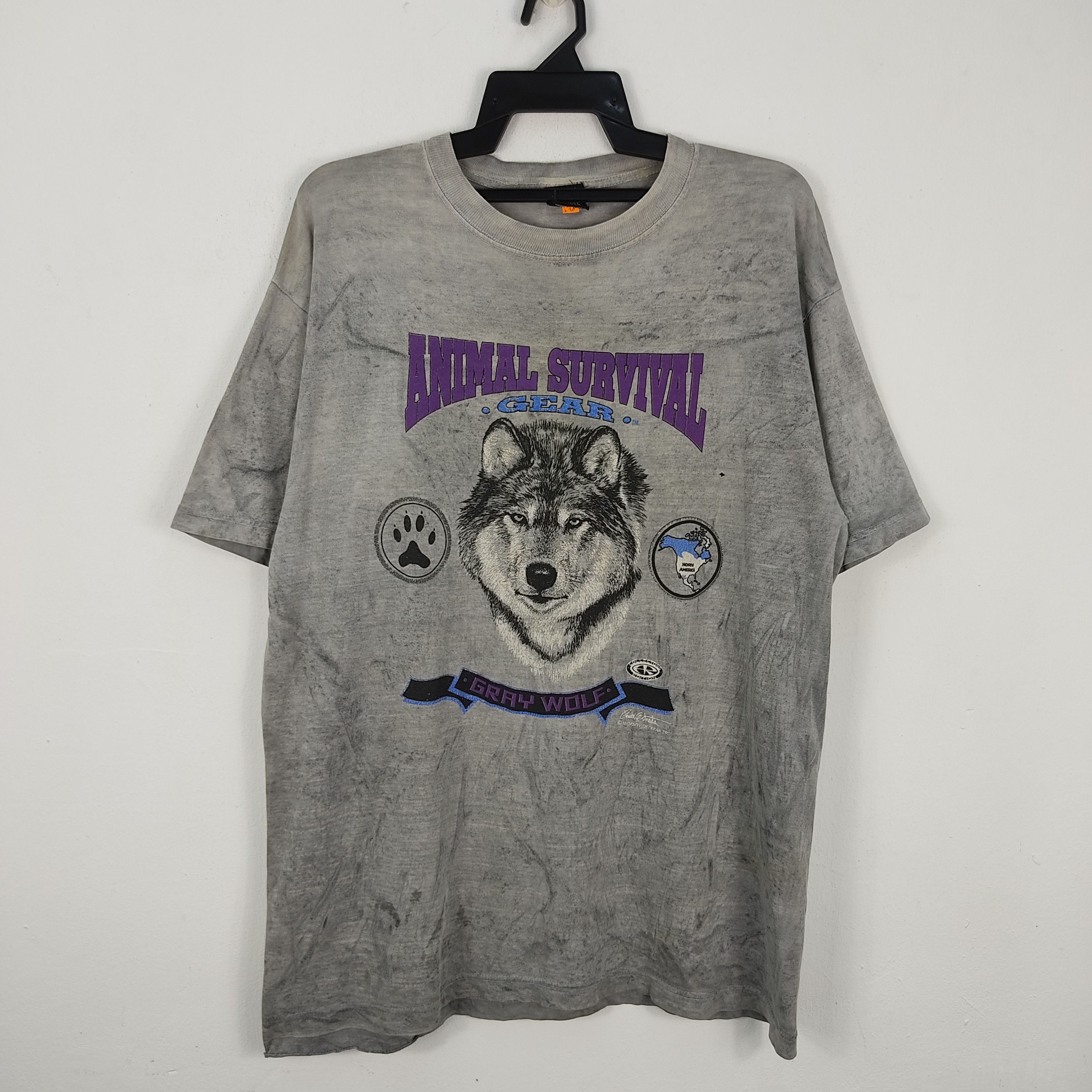 Habitat × Vintage Vintage Animal Survival Gear Gray Wolf Distress T-Shirt Size US L / EU 52-54 / 3 - 1 Thumbnail