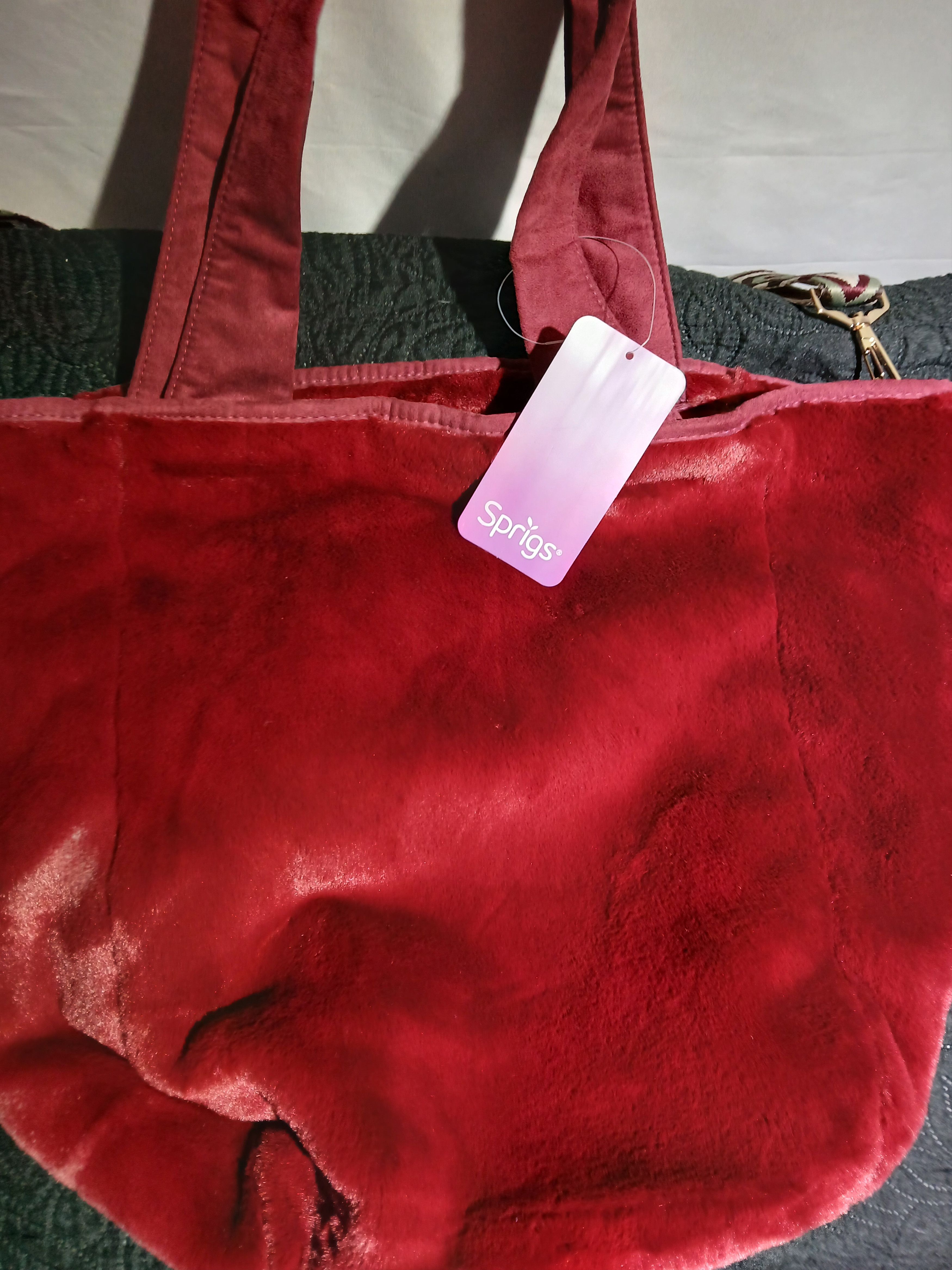 Other Sprig velvet plush red/burgundy tote bag Size ONE SIZE - 3 Thumbnail
