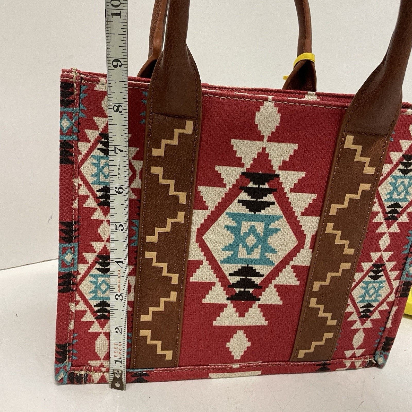 Wrangler Wrangler Aztec Tribal Leather Canvas Crossbody Bag Purse Red Size ONE SIZE - 6 Thumbnail