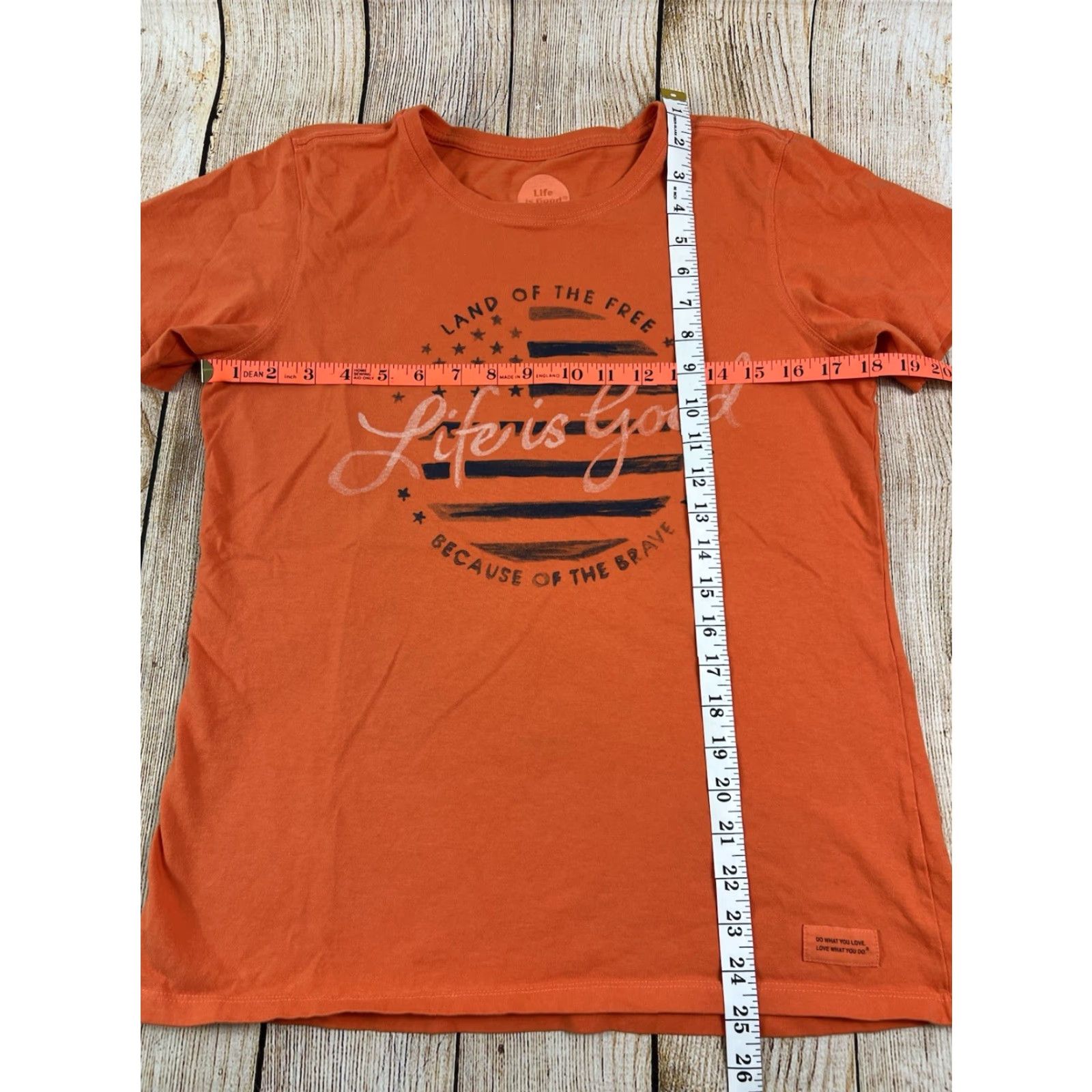 Life is Good Life is Good Women’s Shirt Orange Land Of The Free Classic Fit Medium M Shirt Size M / US 6-8 / IT 42-44 - 7 Thumbnail