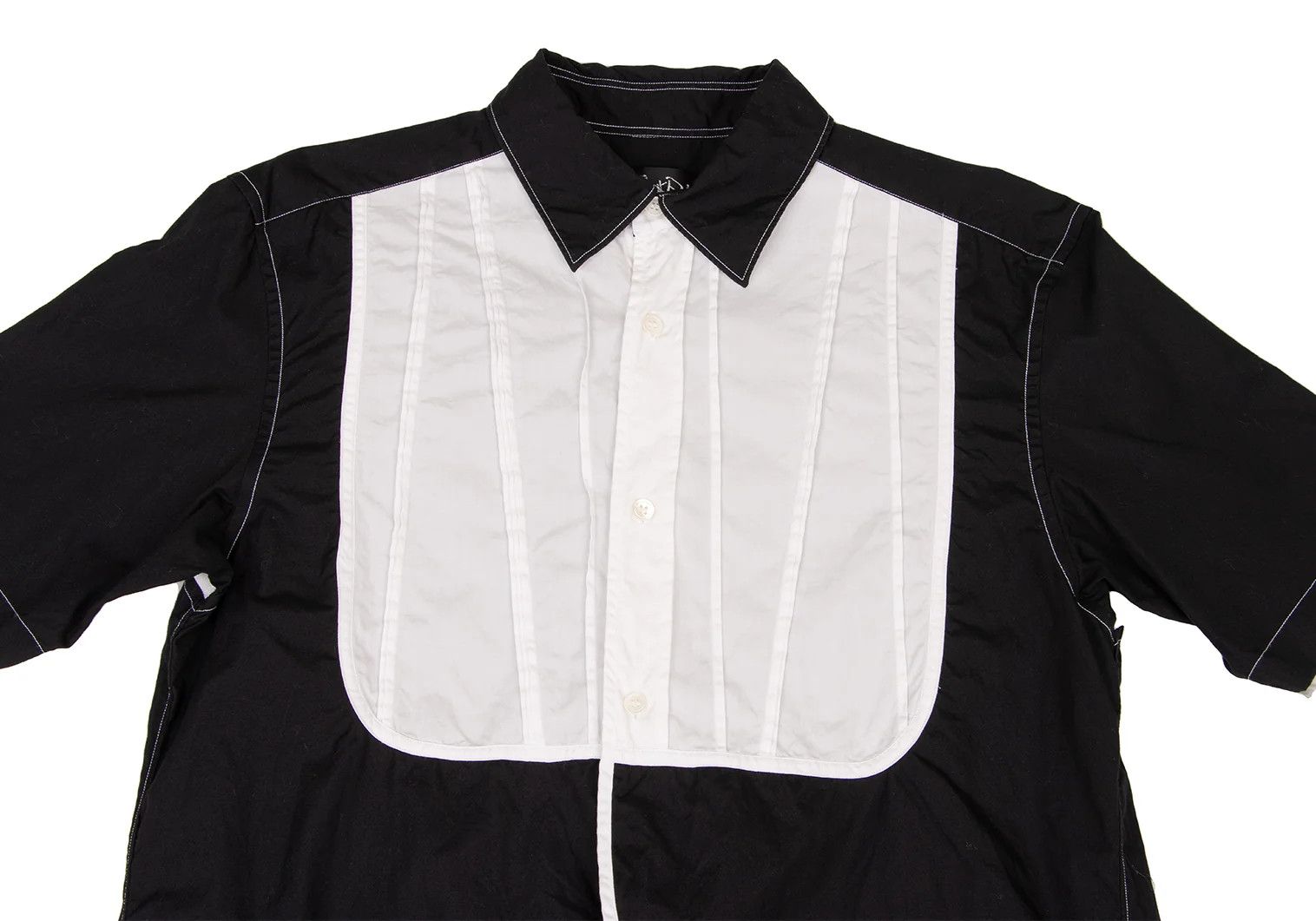 Ganryu Bicolor Short Sleeve Shirt in Black and White, Size M Size US M / EU 48-50 / 2 - 2 Thumbnail