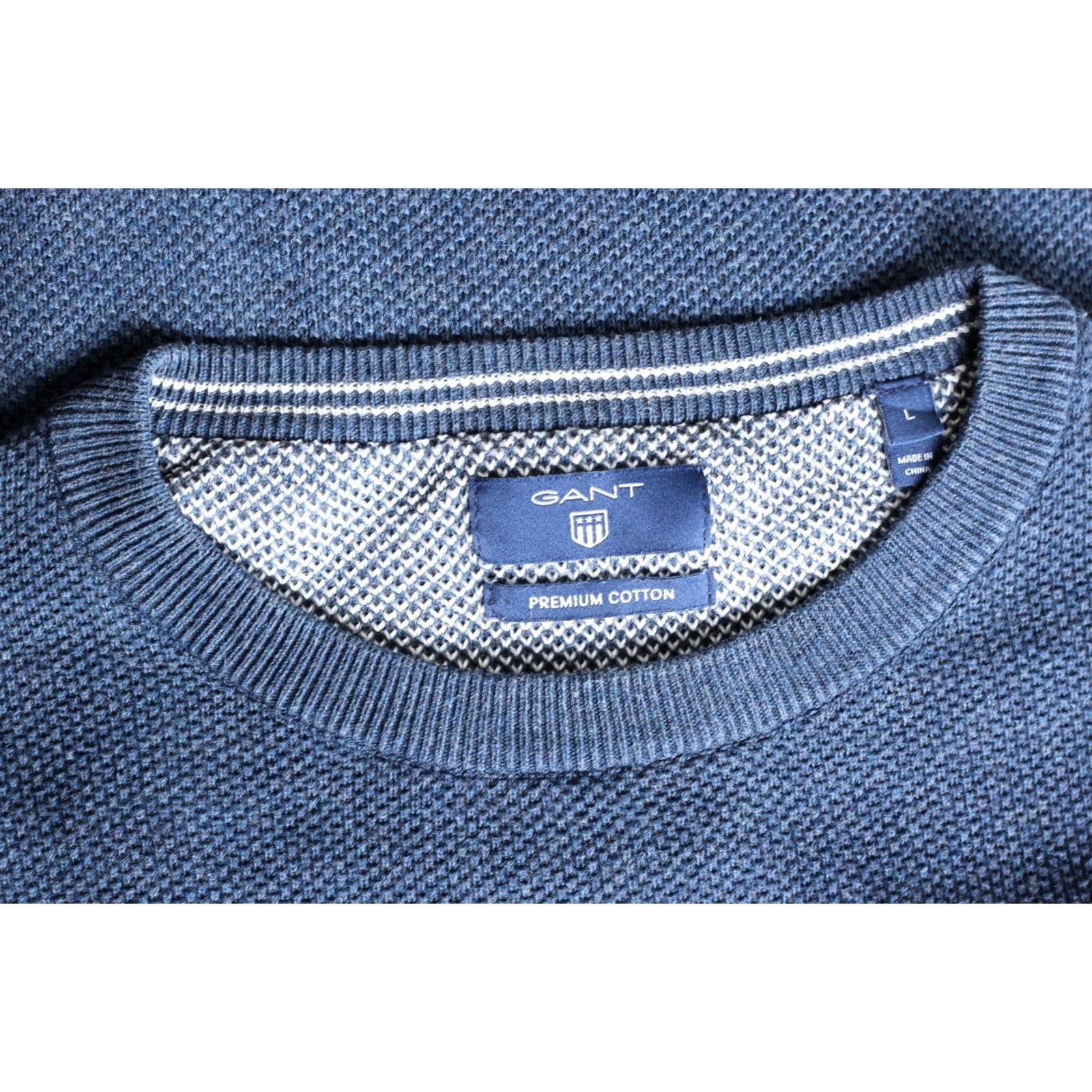 Gant GANT Crew Neck Cotton Jumper Sweater Men L Blue VR3885 Size US L / EU 52-54 / 3 - 6 Thumbnail