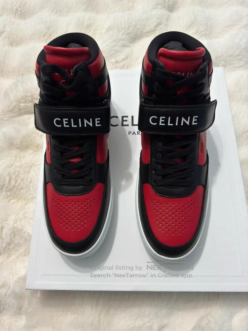 Celine CELINE Black and Red Logo High Top Sneakers Size US 8 / EU 41 - 2 Thumbnail