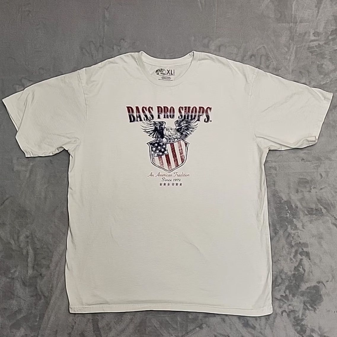 Bass Pro Shops Bass Pro Shops Shirt Mens XL White Outdoor Flag Eagle Logo Fishing Tee Size US XL / EU 56 / 4 - 2 Thumbnail