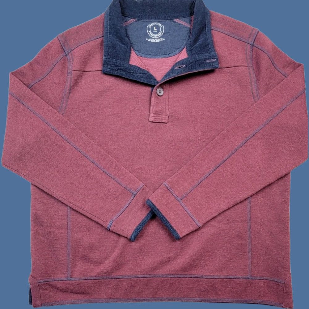 Carbon2Cobalt Carbon 2 Cobalt Sweater Mens Large Red Corduroy Trim Button Pullover Knit 3/4 Button Casual Outdoor Preppy Classic Fall Winter Size US L / EU 52-54 / 3 - 1 Thumbnail