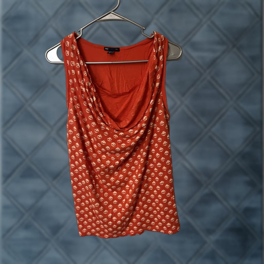 Gap Gap Tank Women Top XL Orange Sleeveless Crew Neck Tie-Front Geometric Bohemian Colorful Casual Cotton Blend Linen Blend Modal Size XL / US 12-14 / IT 48-50 - 1 Thumbnail