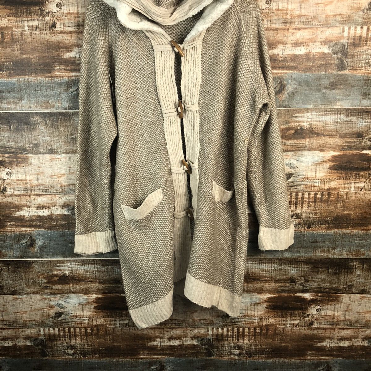 Homespun Knitwear × Japanese Brand Putietal Brown Cardigan Hoodie Knitwear #A1851 Size L / US 10 / IT 46 - 3 Thumbnail
