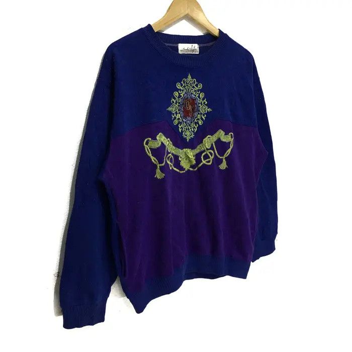 Japanese Brand Vtg SANKO LIFE Sweatshirt Purple Pullover Crewneck Sweater Size L / US 10 / IT 46 - 3 Thumbnail