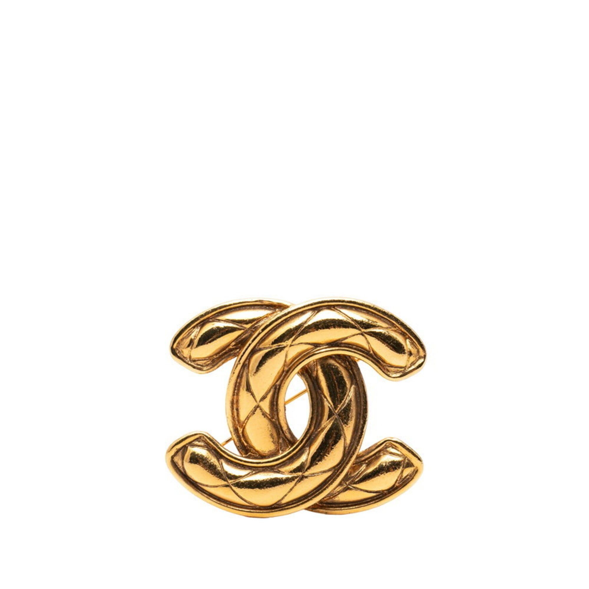 Chanel Chanel Matelassé Coco Mark Brooch, Gold Plated, Women's CHANEL Size ONE SIZE - 1 Thumbnail