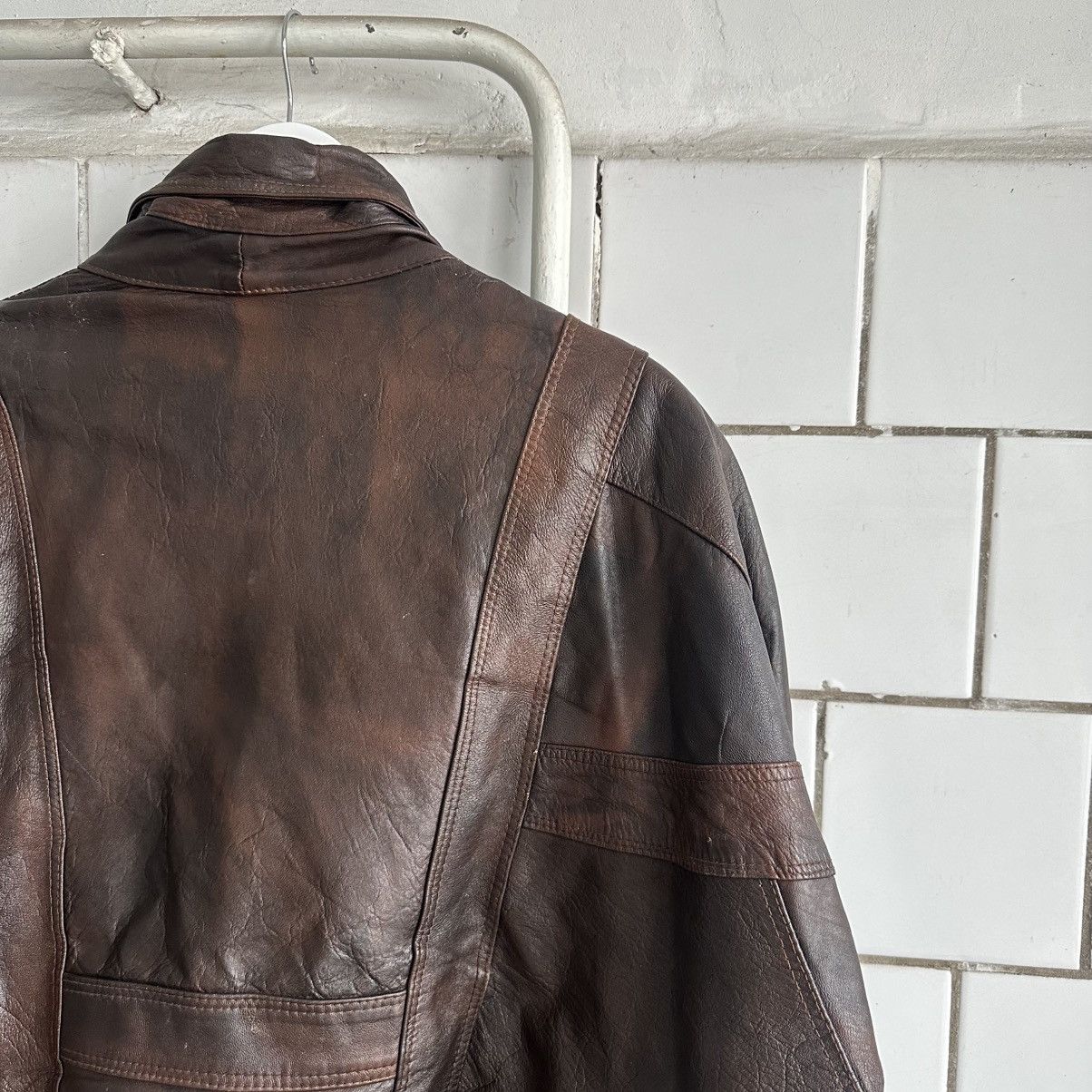 Japanese Brand × Leather Vintage Japanese Style Leather Jacket 90s Crazy Fit Y2K Size US M / EU 48-50 / 2 - 10 Thumbnail