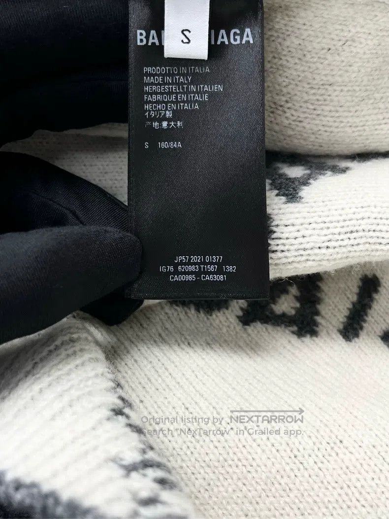 Balenciaga Balenciaga Gray-white barrage full-print logo knit sweater Size US S / EU 44-46 / 1 - 4 Thumbnail