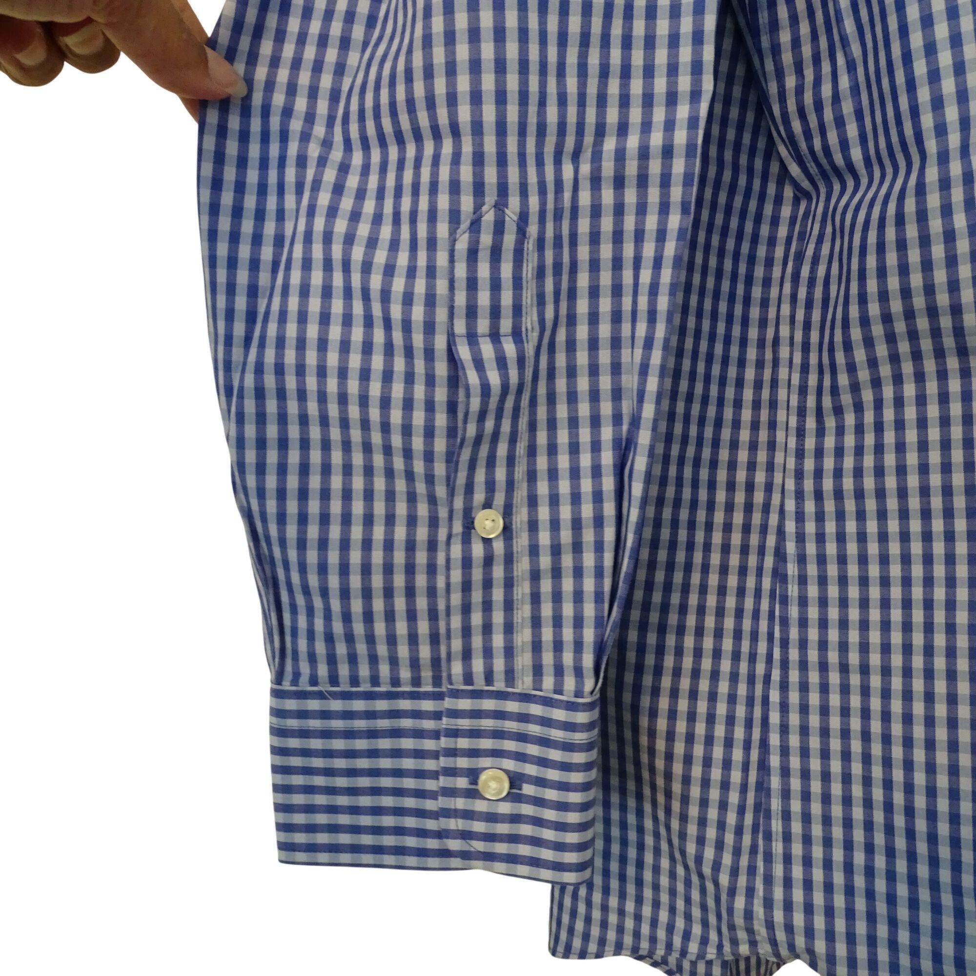 Nordstrom Nordstrom Dress Shirt Blue Plaid Wrinkle Free Size 17.5 Size US XL / EU 56 / 4 - 4 Thumbnail