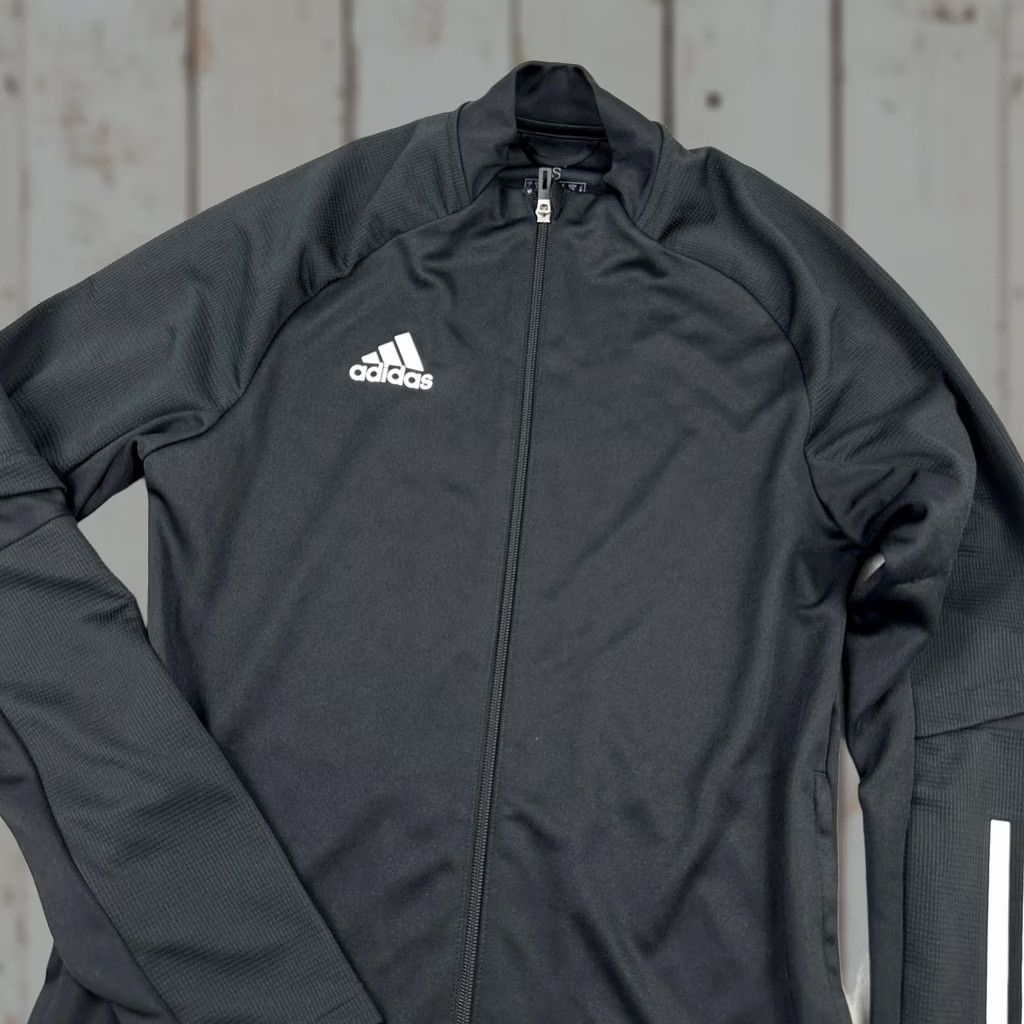 Adidas Adidas Track Jacket Men S Black Solid Full Zip 3 Stripes Aeroready Pockets Size US S / EU 44-46 / 1 - 1 Thumbnail