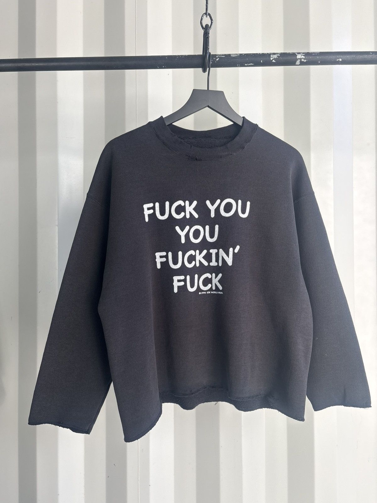 Vintage Thrashed Fuck You Distressed Faded Sweater Grunge Boxy Band Size US L / EU 52-54 / 3 - 2 Thumbnail