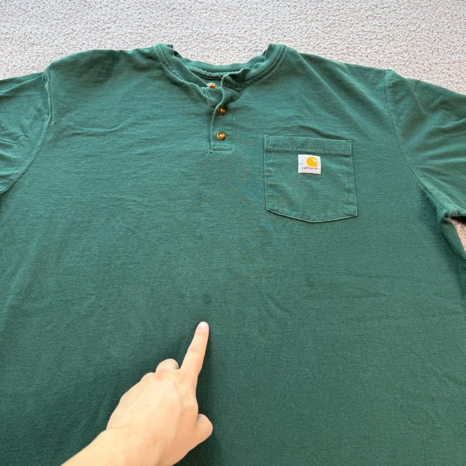 Carhartt Carhartt Mens XL Tall Hunter Green Henley T Shirt Size US XL / EU 56 / 4 - 6 Thumbnail