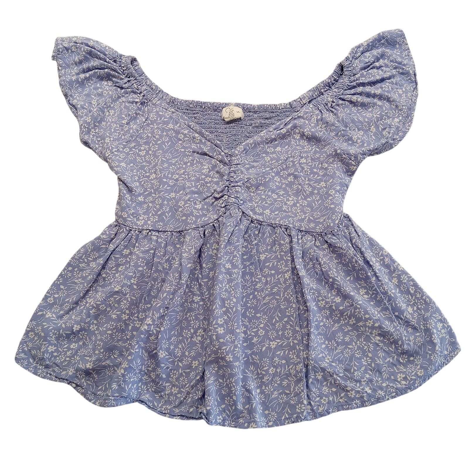& Other Stories Jopas Blouse M Women's Short Sleeve Top Blue Floral Rayon Size M / US 6-8 / IT 42-44 - 1 Thumbnail