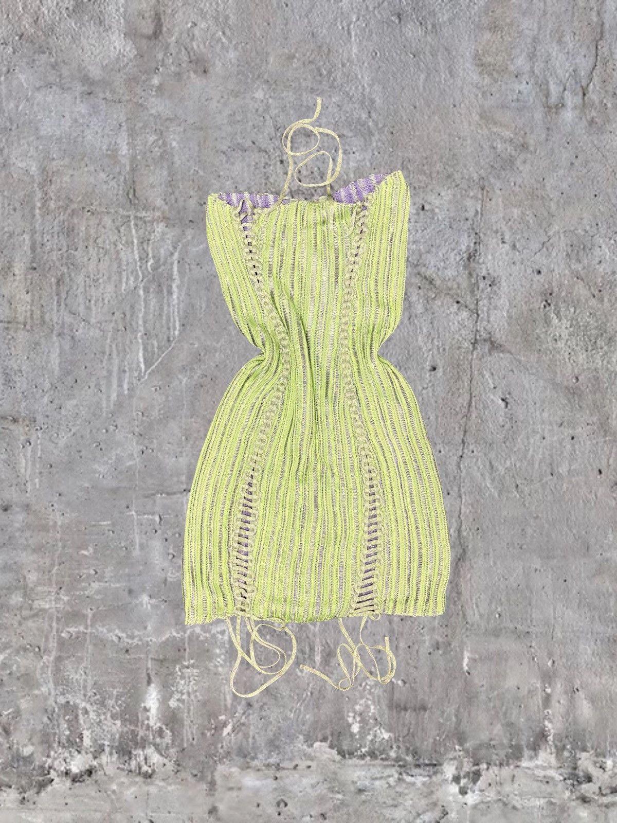 ISA BOULDER isa boulder lime green knit mini dress with lace up Size S / US 4 / IT 40 - 2 Thumbnail