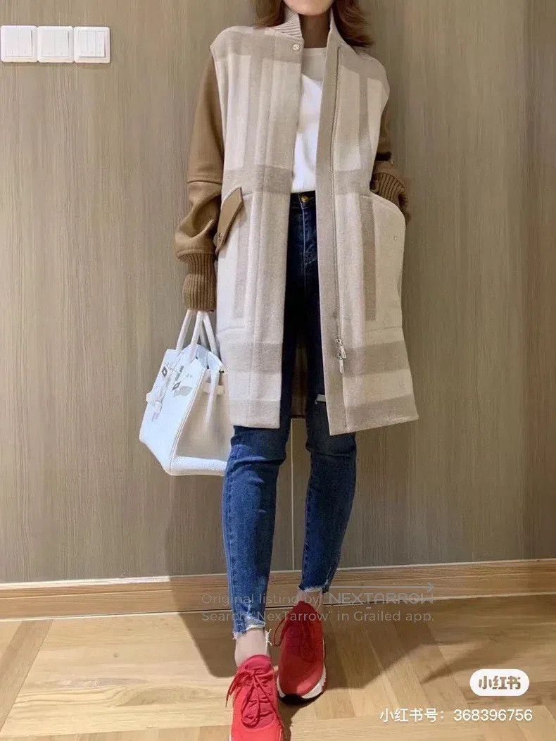 Hermes Hermes Light Gray Cashmere Overcoat Vest, Patched Leather Size XS / US 0-2 / IT 36-38 - 8 Thumbnail