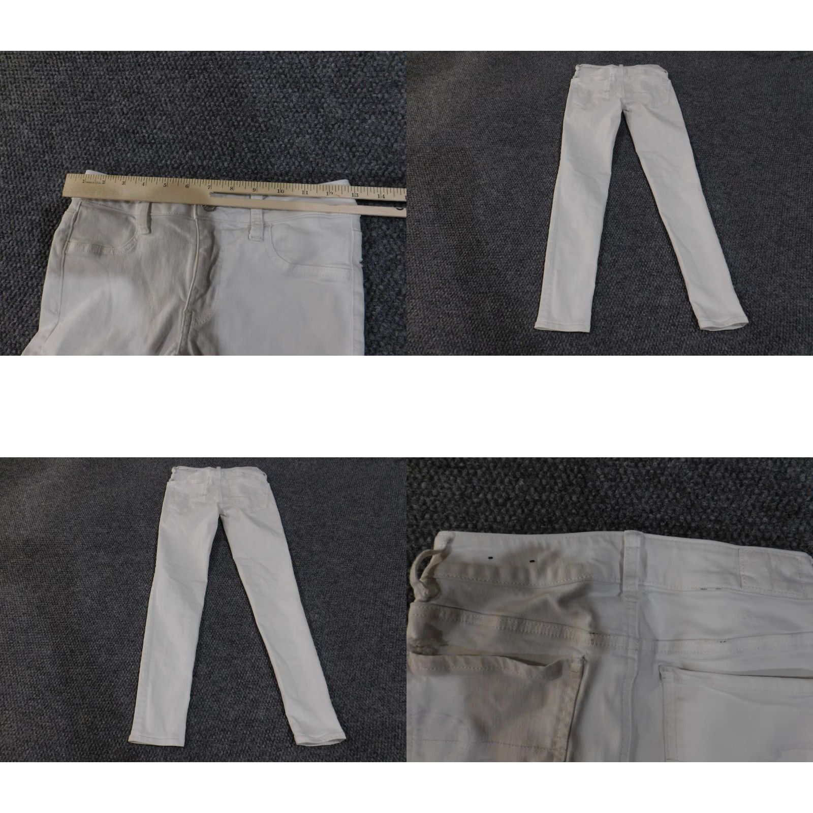 American Eagle Outfitters VINTAGE American Eagle Jegging Pants Womens 00 White Super Stretch Skinny Low Rise Denim Size 24" / US 00 / IT 34 - 8 Thumbnail