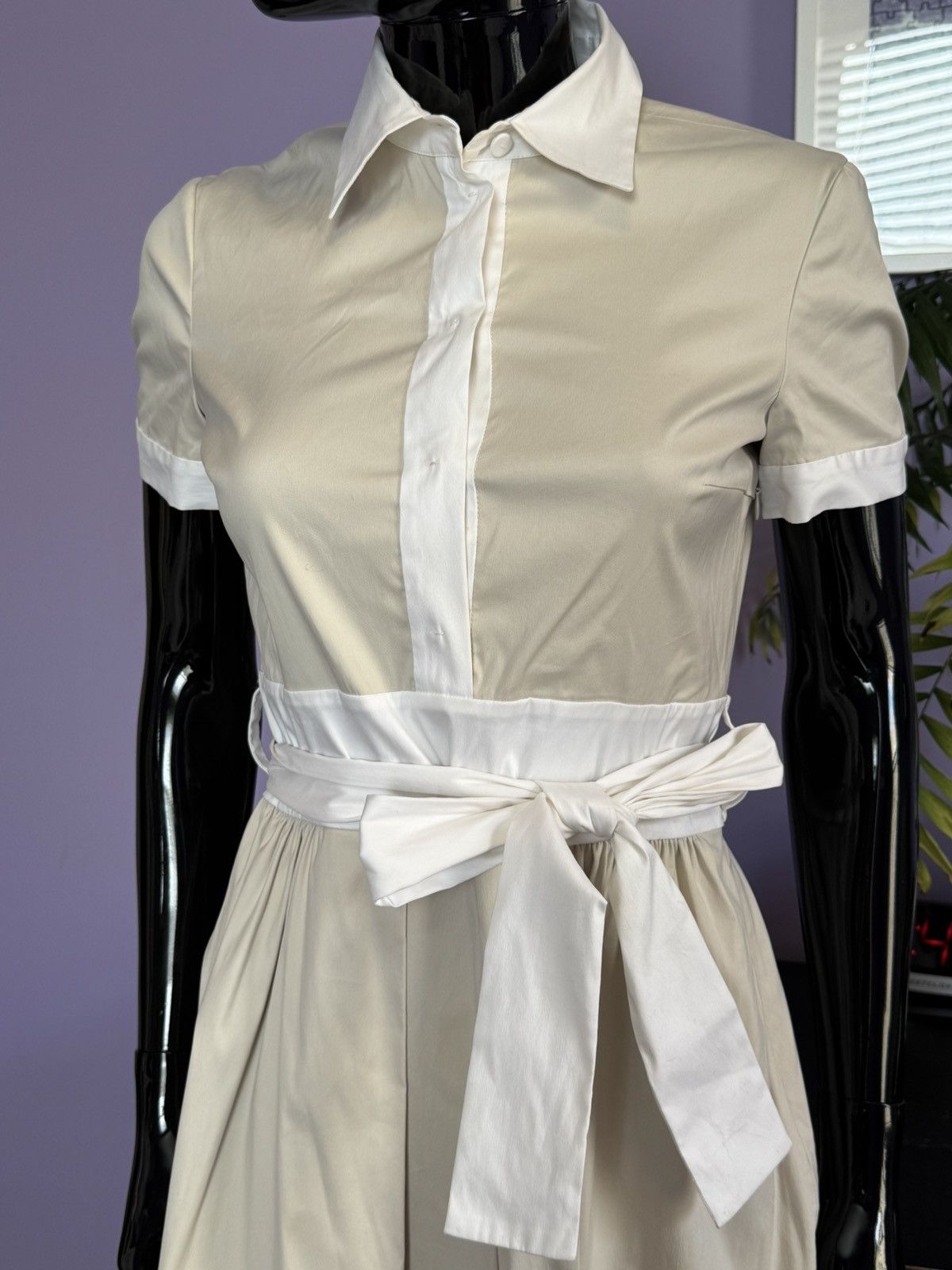 Prada beige white shirt buttons collared dress