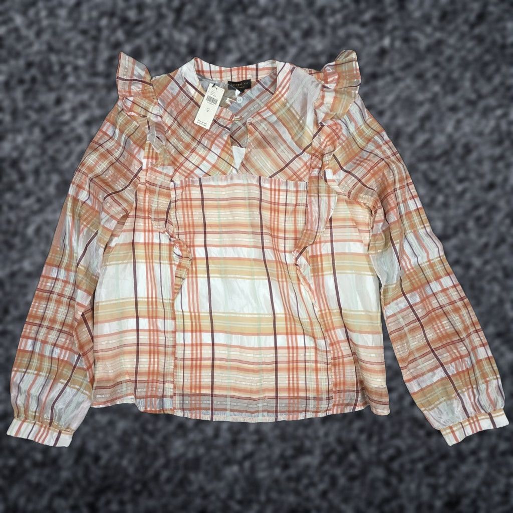 Anthropologie VINTAGE? ANTHROPOLOGIE Current Air Peasant Top Shirt Women's M Plaid Ruffled NWT Size M / US 6-8 / IT 42-44 - 1 Thumbnail
